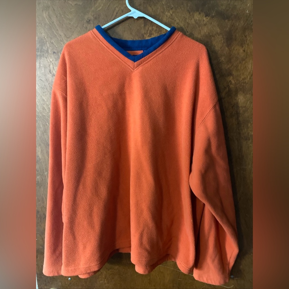 Xl Orange Fleece Sweatshirt V Neck By Basic Edition